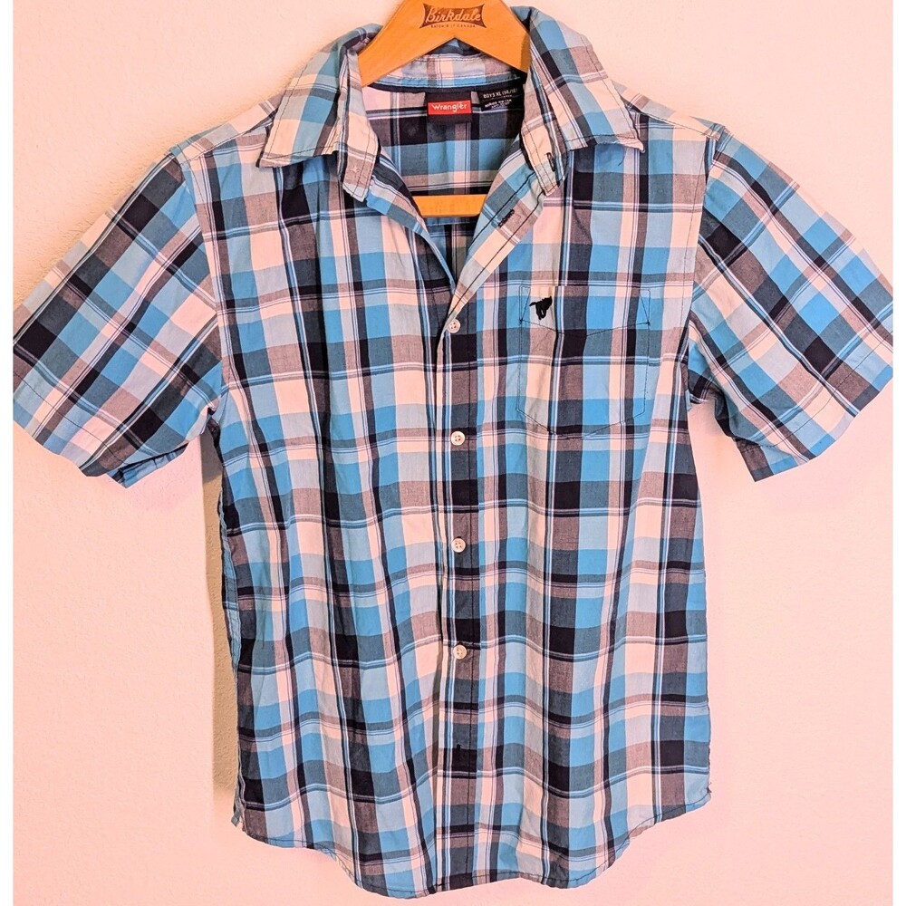 Wrangler Shirt Boys Size XL 14/16 Button Up Outdoors Casual Youth Kids (858m